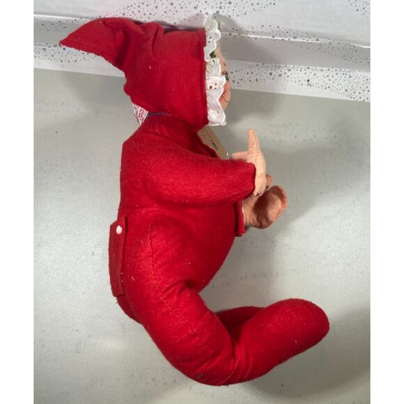 Elf Girl 14" Red Pajama AnnaLee Doll 1992 w tag 7630 Poseable Mobilitee vintage - Picture 4 of 5